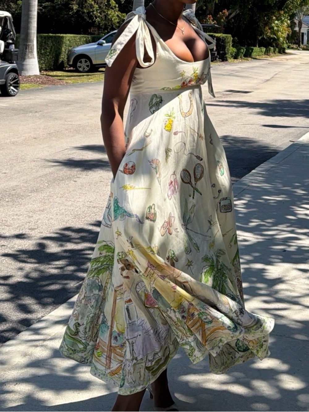Alemais Cream Maxi Dress with Whimsical Multicolor Printed